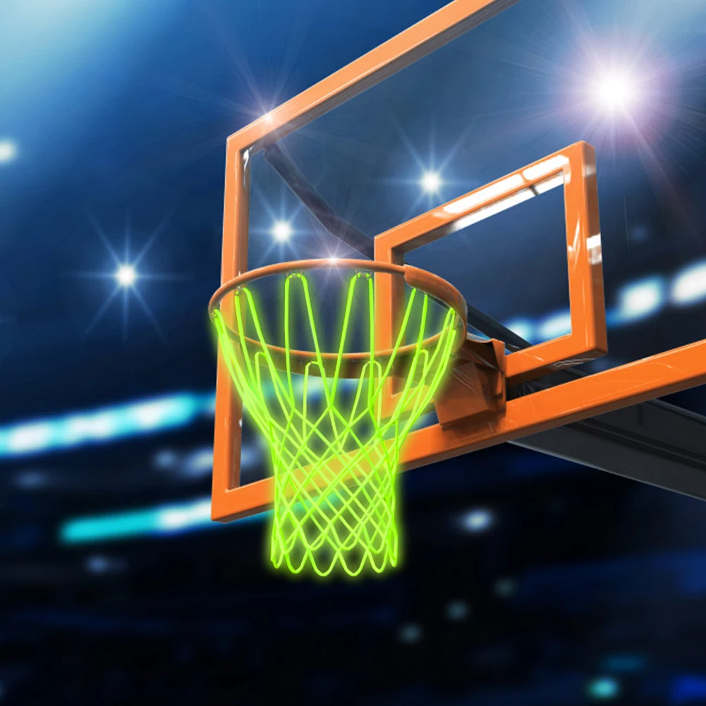 

12 Loop Basketball Hoop Basket Rim Net Mesh Net Backboard Rim Ball Pum Luminous Basketball Net Sun Powered Nylon