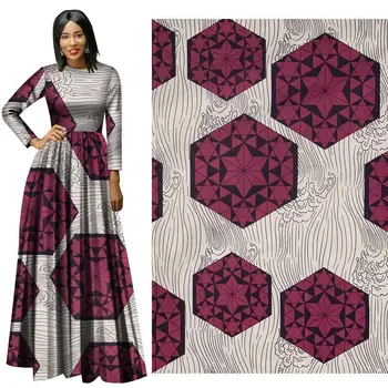 

Polyester African Real Wax Print Fabric For Sewing Formal Dress 2020 Latest Nigerian Ankara Print Wax Fabric 6Yards