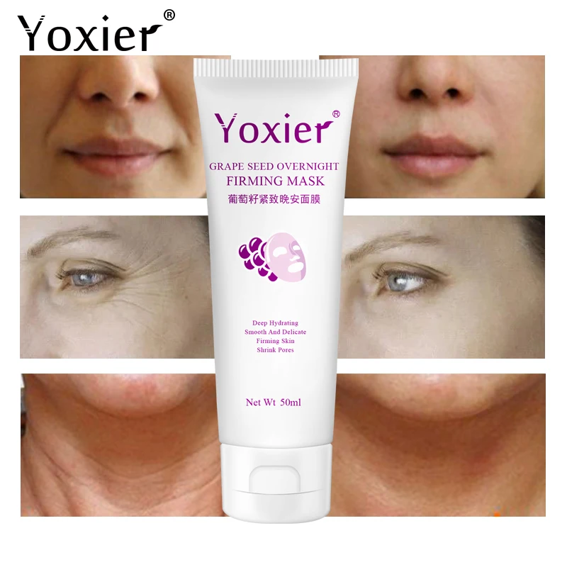 Yoxier 10 шт. маски для лица с гиалуроновой кислотой виноградных косточек Ночная