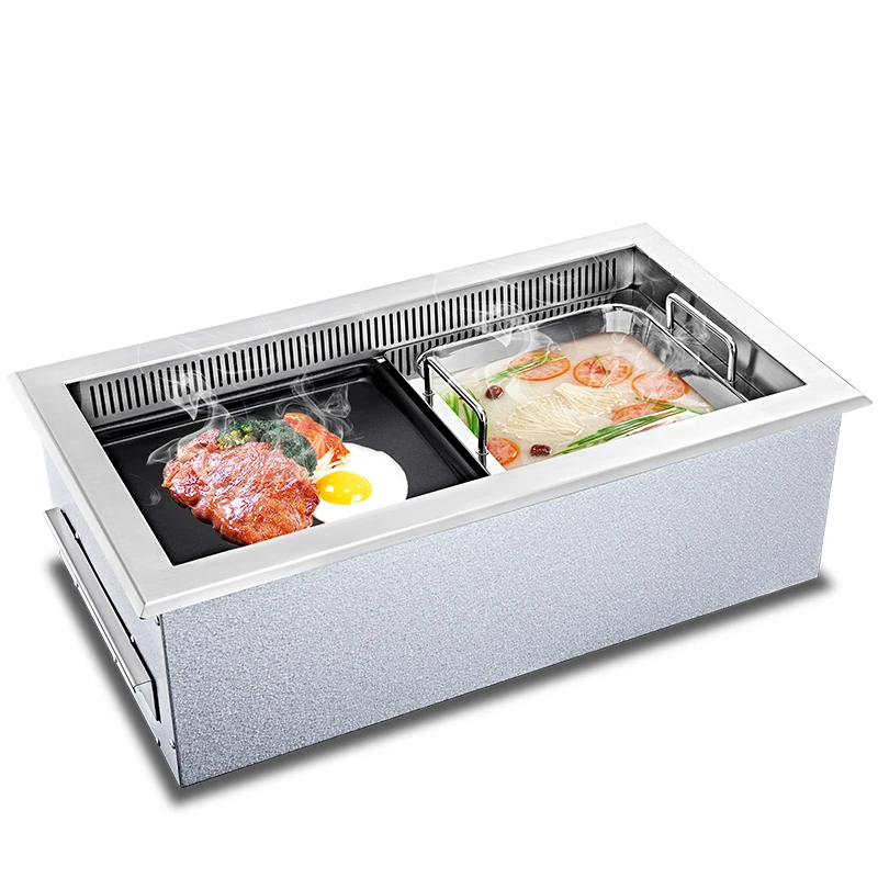 

Commercial Barbecue Machine and Hot Pot Embedded Electric Smokeless grilled fish meat Commercial BBQ Grill