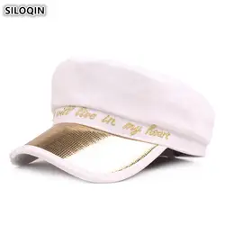 SILOQIN/Элегантные женские модные кепки с буквенным принтом, армейские военные шапки, мужская плоская кепка, Студенческая Кепка, новинка 2019
