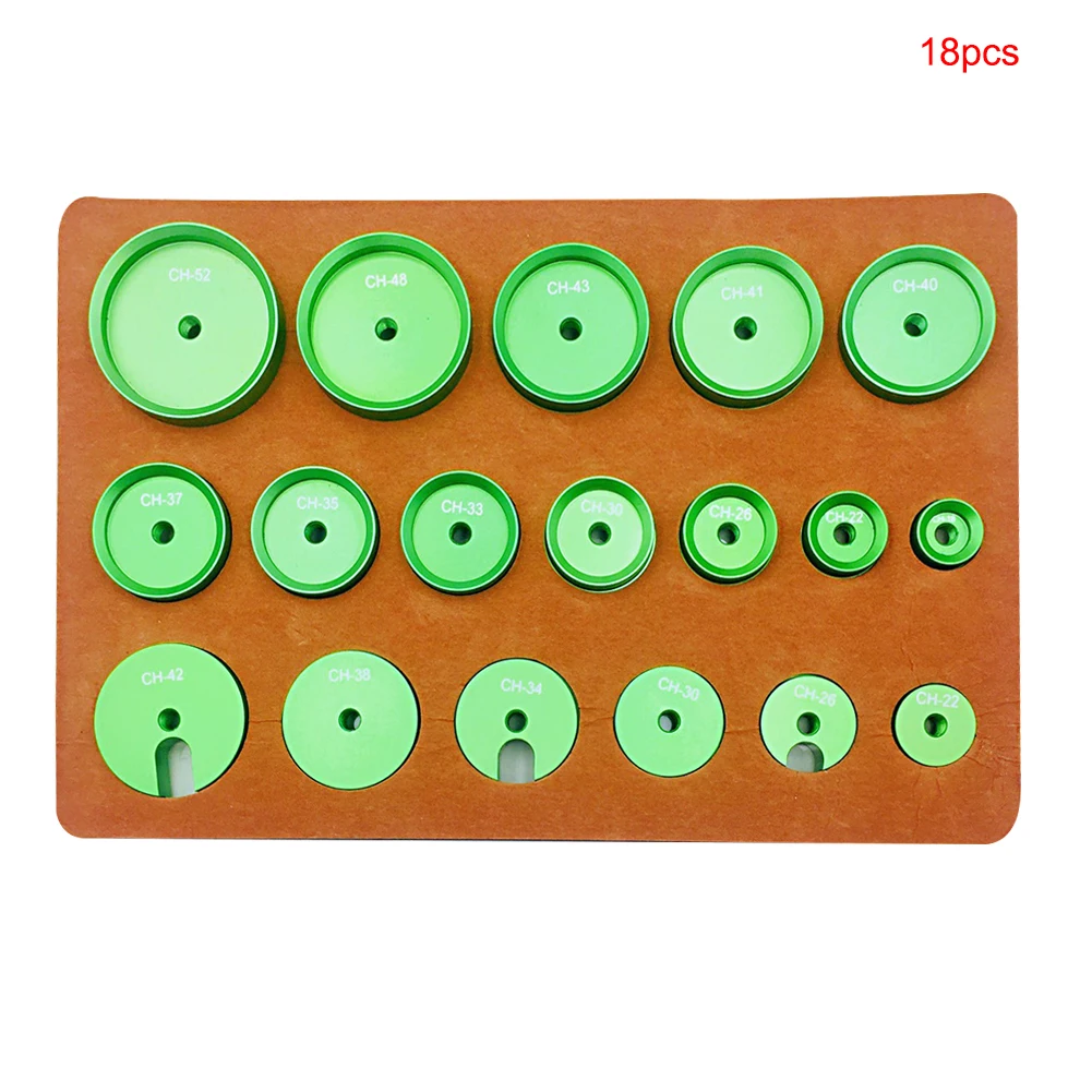

18Pcs Lightweight Watch Repair Presser Tool Professional Back Closer Dies Capping Machine Home Aluminum Mold Set Round Practical