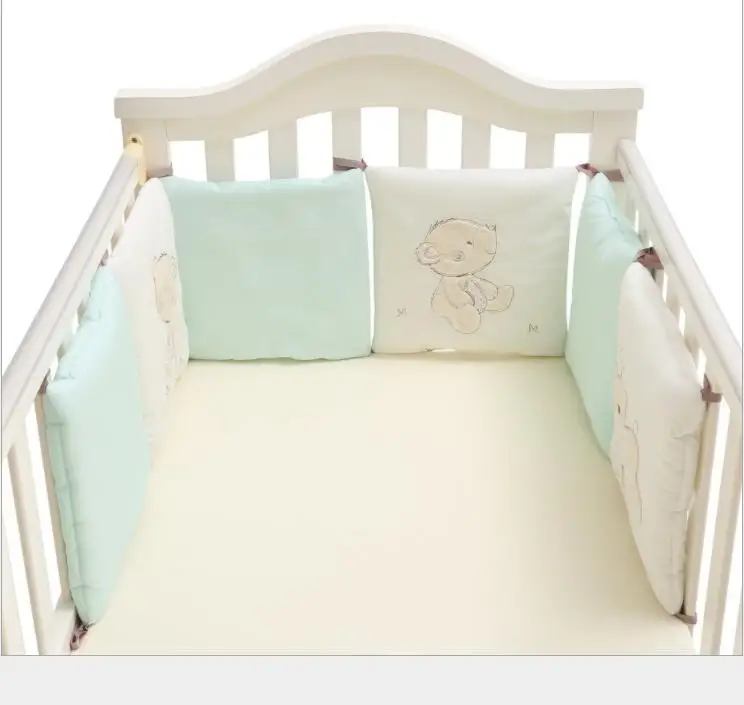 6 шт. Детская кровать бампер хлопок Подушка постельные принадлежности кроватка набор коврик с животным принтом здоровая кровать вокруг защиты младенческой подушки CP02 - Цвет: bear