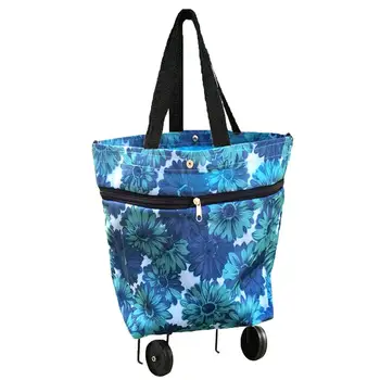

NEW Collapsible Trolley Bag with Wheels Portable Shopping Cart Reusable Shopping Bag