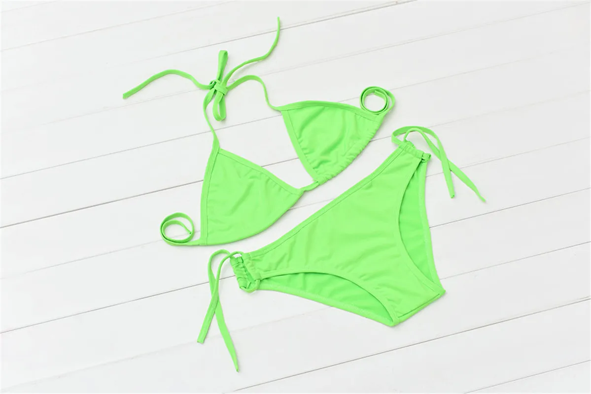 Сексуальный женский купальник из двух частей, карамельный цвет, боди, бикини, купальник с высокой талией, женский купальник - Цвет: Зеленый