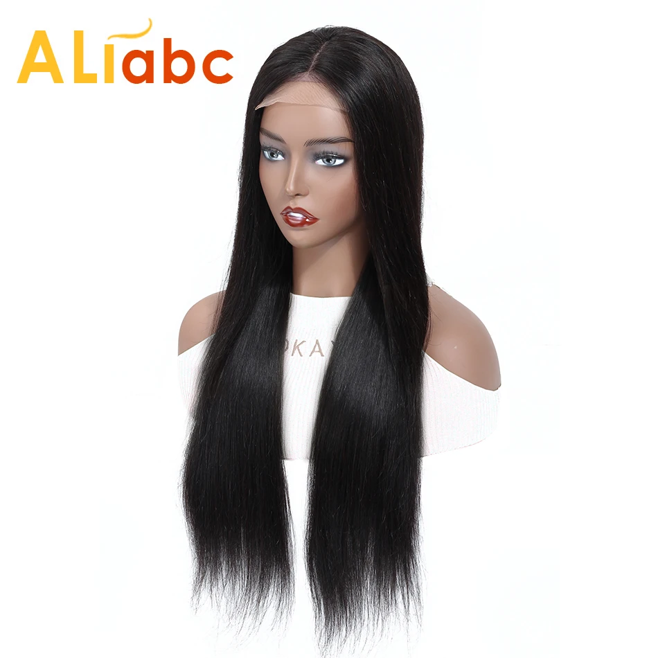 Aliabc Brazilian 4*4 Lace Closure Wigs Human Hair Wigs For Women Remy Hair Straight Lace Wigs 150 Density Middle Ratio