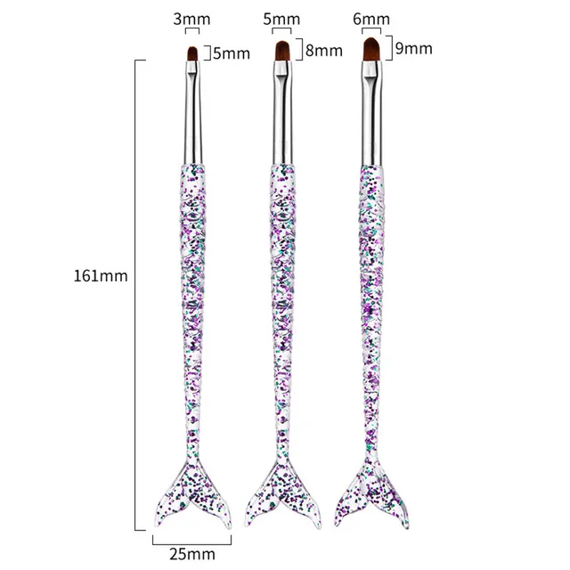 3Pcs Acrylic French Stripe Nail Art Liner Brush Set 3D Tips Manicure Ultra-thin Line Drawing Pen UV Gel Brushes Painting Tools TE409