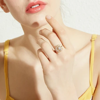 

Tiktok Rotation Moon and Star Index Finger Ring Fashion Girl Personality Korean Temperament Middle Finger Ring