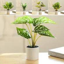 

Real Touch Artificial Alocasia Plant Simulation Green Plants Outdoor Garden Party Home Decor In Pot DIY Fake Bonsai