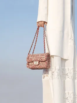 

Light luxury coarse woolen small incense wind chain small square package 2019 new wild single shoulder slung small bag female