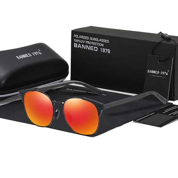 Оригинальные поляризованные мужские солнцезащитные очки из алюминиево-магниевого сплава, крутые Модные мужские солнцезащитные очки, брендовые Дизайнерские мужские солнцезащитные очки для вождения - Цвет линз: orange