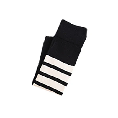Длинные хлопковые носки для Для женщин носки гольфы женские полосатые гольфы вентиляции для школьниц спортивные гетры - Цвет: Black