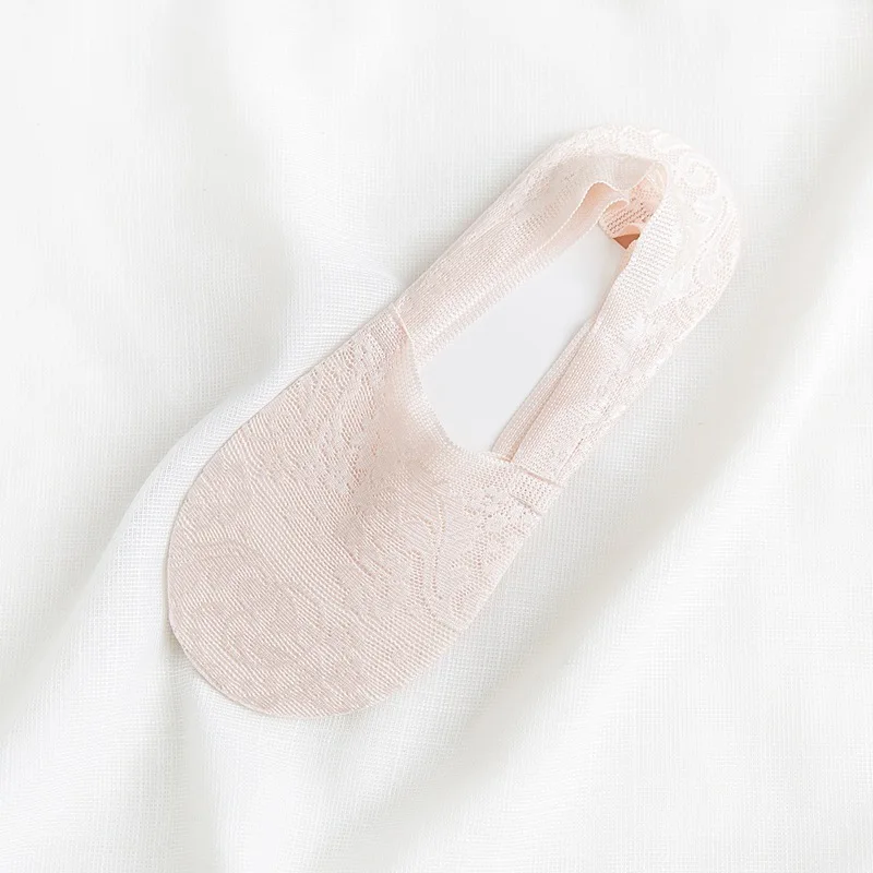 Неглубокие невидимые кружевные носки для балеток корейские кружевные хлопковые силиконовые Нескользящие женские носки - Цвет: 814--3