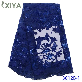 

Royal Blue Velevt Lace Fabric for Bridal Sequins Lace Fabrics Best Quality Sequence Fabric Nigerian Mesh Net Lace APW3012B