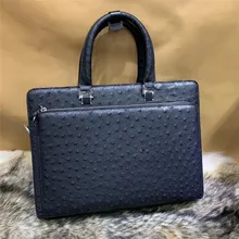 Официальный деловой стиль, аутентичный страусиной кожи, мужской большой портфель, кошелек для ноутбука, сумка, натуральная экзотическая кожа, мужской портфель, сумка