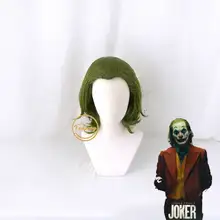 Зеленый парик для косплея Джокер Отряд Самоубийц, короткие волосы, вечерние парики для Хэллоуина для мужчин+ шапка для парика