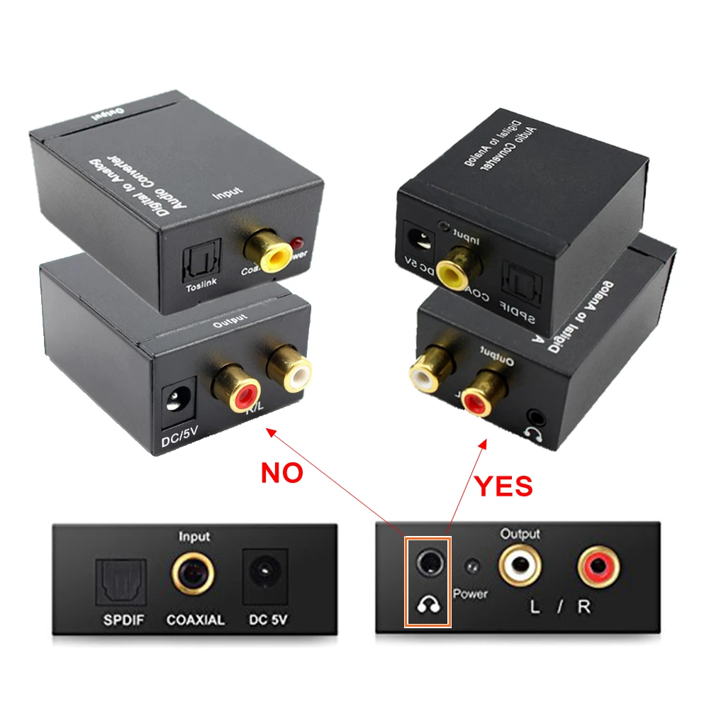 

3.5mm jack Optical Coaxial Audio Converter Decoder Headphone Amplifier Toslink To RCA Digital To Analog Stereo Audio Converter