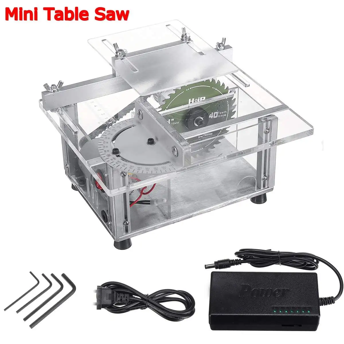 

100W Mini Table Saw Handmade Woodworking Bench Saw DIY Hobby Model Crafts Cutting Saw Blade Tool with Power Supply