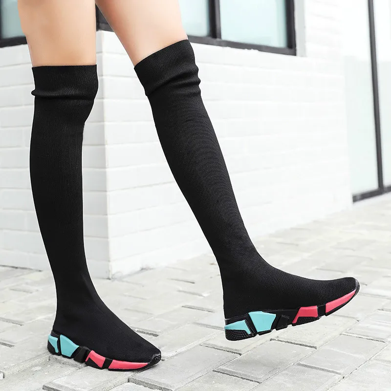 Elastic Over The Knee Boots Women Socks 