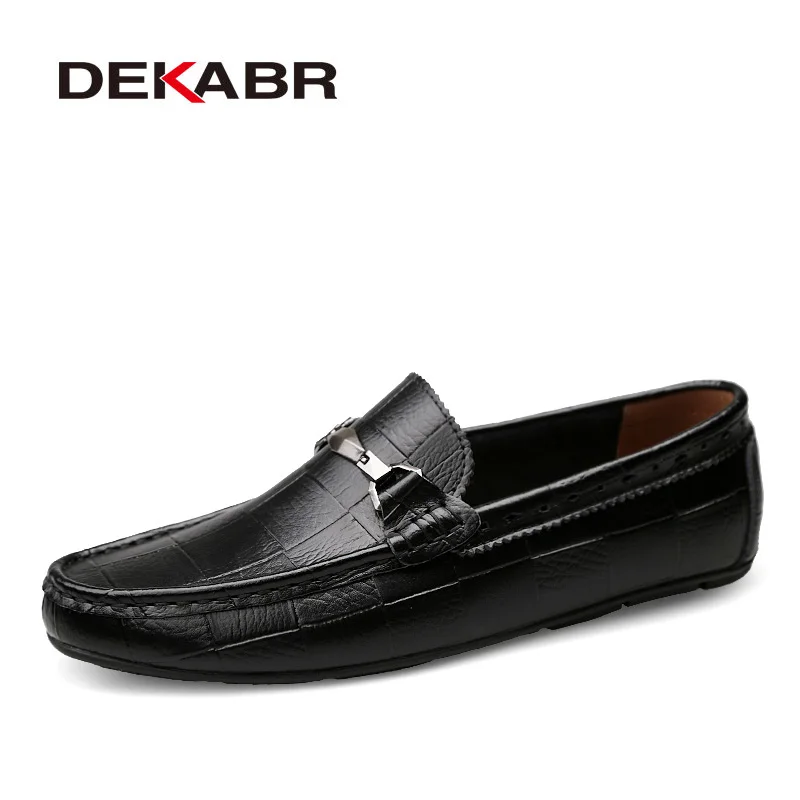 DEKABR-zapatos informales de cuero hechos a mano para hombre, mocasines italianos de lujo, zapatos con conducción transpirable, sin cordones