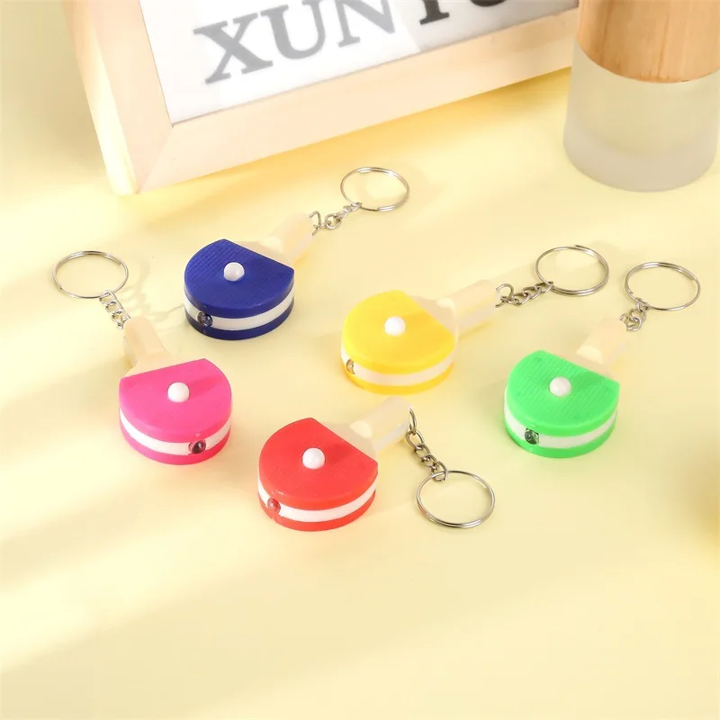 

Mini Table Tennis Racket LED Light Keychain/Key Ring Can Be Printed Logo Small Flashlight Key Chain Pendant