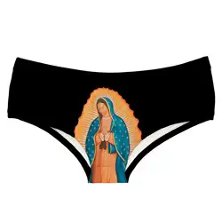 Virgin Mary/черное забавное женское нижнее белье с принтом, стринги, трусы, нижнее белье для женщин, милые трусики для леди