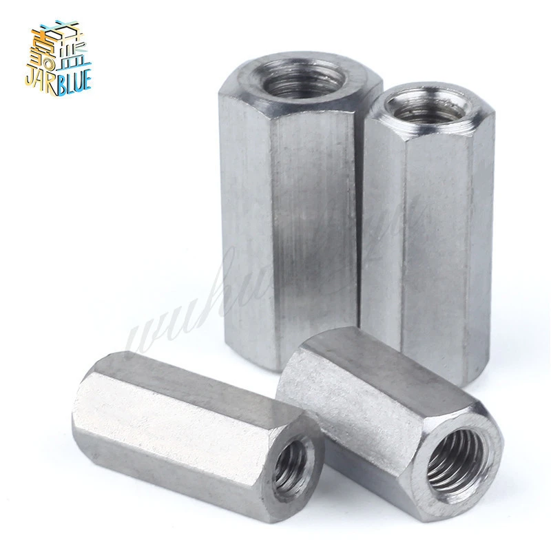 5PCS M5 Coupling Nuts 10mm Length - 304 Stainless Steel Hex Connector Nuts For Threaded Rod