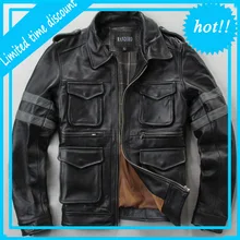 Мужская винтажная куртка из натуральной кожи, брендовая модная повседневная мотоциклетная куртка, толстая воловья кожа, Осень-зима, большие размеры, пальто