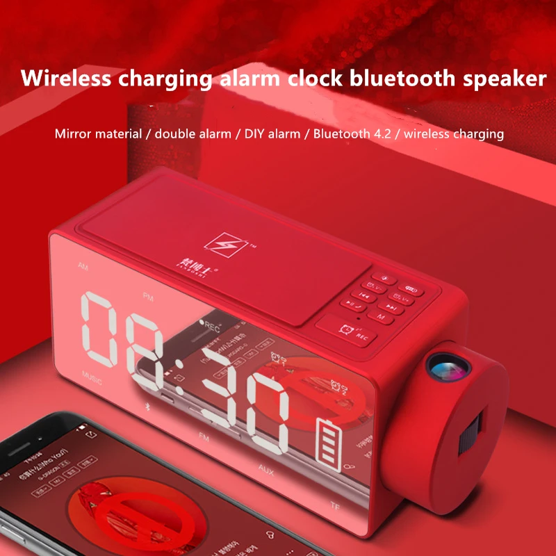 Portable rectangle Wireless Bluetooth Speaker Dual speakers Stereo Subwoofer Support Mobile Phone Wireless Charging TF AUX Mic