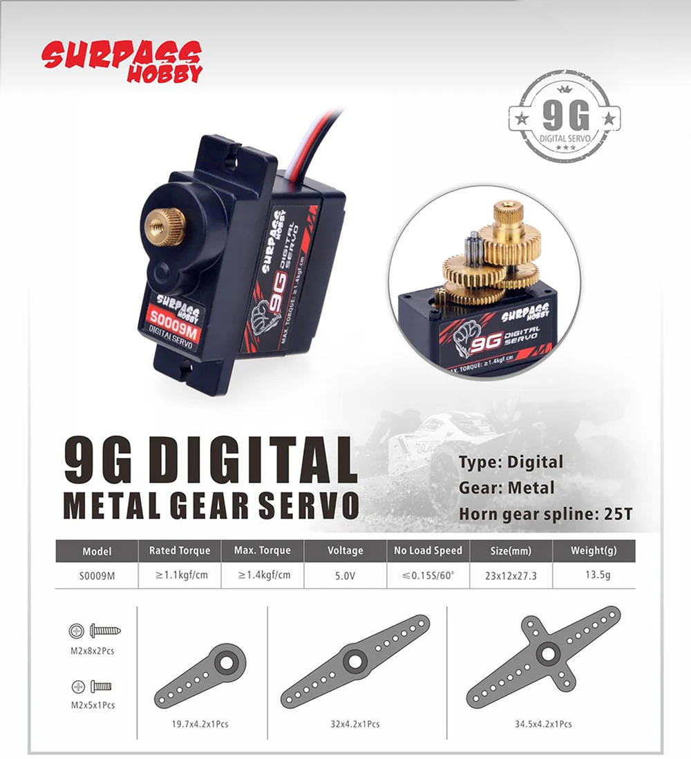 Servos MG996R 9G 17G 25G 6KG 9KG 15KG til RC drone, fly og bil
