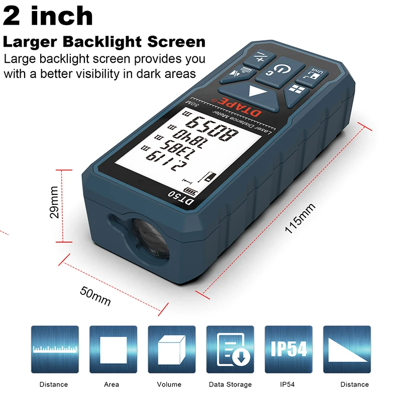 DTAPE laser distance meter 50M 100M rangefinder laser tape range finder build measure device ruler test tools
