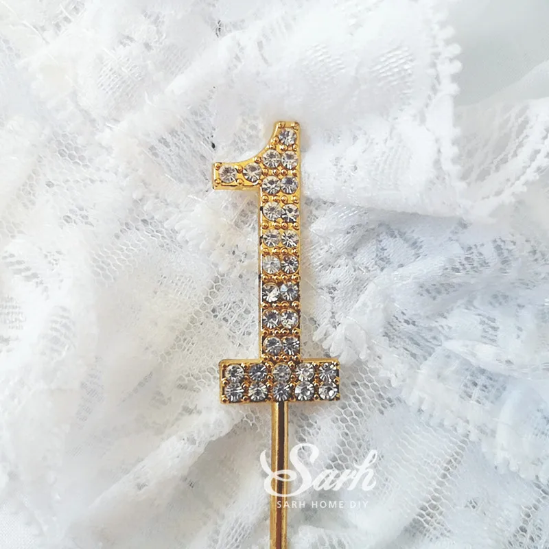 2pc diamond 1 Железная проволока, 1, 8, 18, топперы для торта, цветок, украшение для дня рождения, вечеринки для взрослых, церемония, свадьба, детский душ, принадлежности для выпечки, подарок - Цвет: 2pc diamond 1