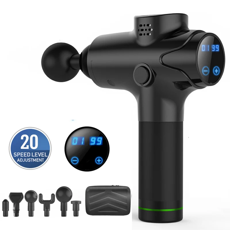 

Therapy Fascia Massage Gun 1200-3300r/min Electric Muscle Massager Deep Vibraion Muscle Relaxation Body Shaping Fitness With Bag