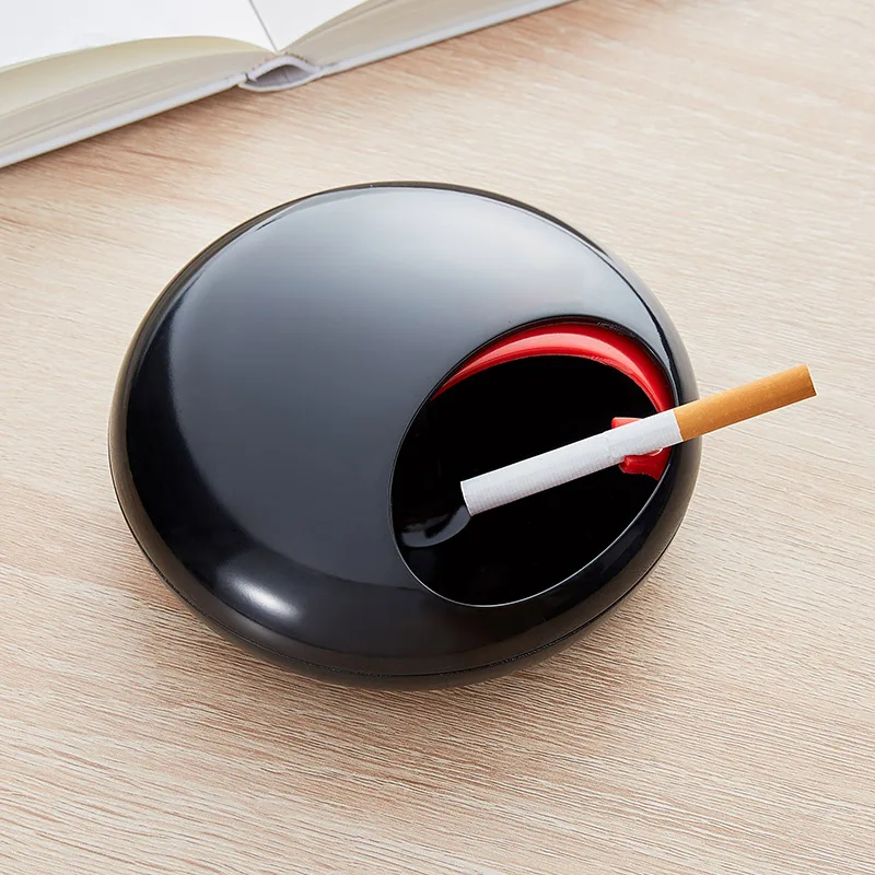 Slide Cover Style Windproof Round Ashtray Eco-Friendly Portable Cars Home Creative Smoke Accessory Heat Resistant Ash Tray | Дом и сад
