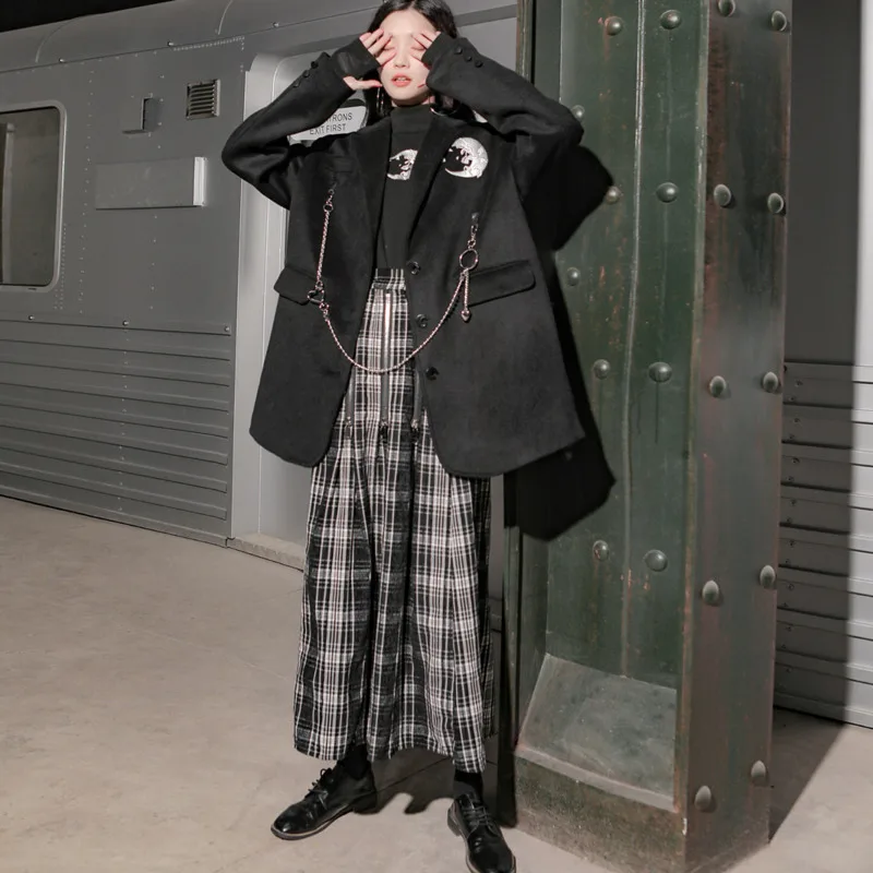 TVVOVVIN новая весенняя уличная модная женская одежда классическая черная клетчатая s-образная широкая нижняя юбка средней длины WK14201L