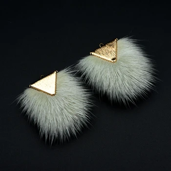

4pcs Genuine Mink Fur Pom Pom, Mink Hair Tassels 48mm, Earring Charm Pendants, Green, For Jewelry DIY Findings (FB-058-3)