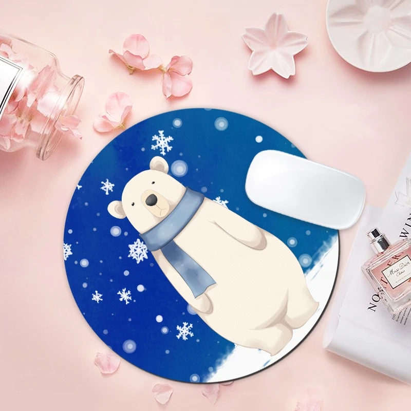 

cute animal mouse pad cartoon pattern polar bear crocodile lucky cat round 20cm rubber computer notebook for Macbook Lenovo Dell