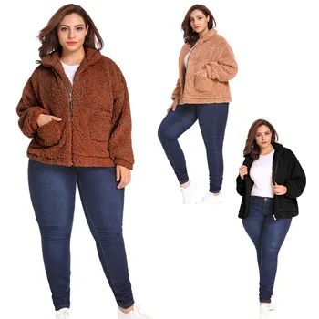 

Lanshifei Women Faux Fur Coat Teddy Bear Jacket Thick Warm Fake Fleece Jacket Fluffy Jackets Plus Size 3XL 2019 Winter Fur Coat