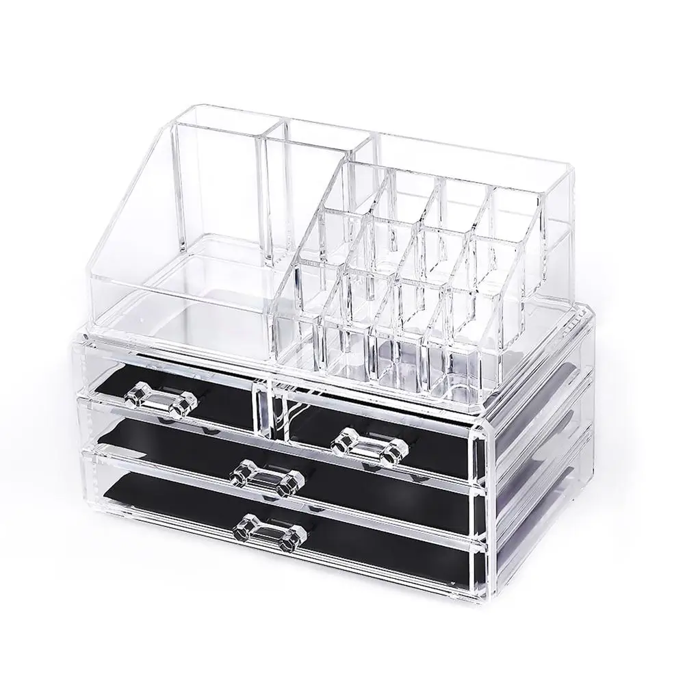 

Acrylic transparent Makeup Organizer Storage Boxes Make Cosmetics Brush Organizer home Drawers Cotton Swabs Stick Storage case
