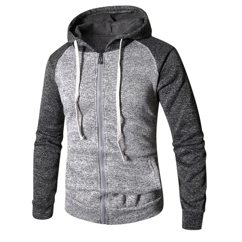 

JAYCOSIN Men's Coats Mens Patchwork Winter Casual Coat jackets male Slim Pocket Fit Hoodies Blouse Top Man Polyester sweatshirt