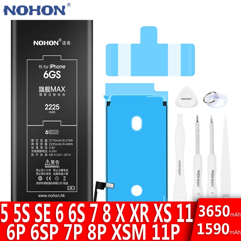 Nohon Battery For Iphone 6s 6 7 8 Plus X Xr Xs Max Replacement Bateria ...