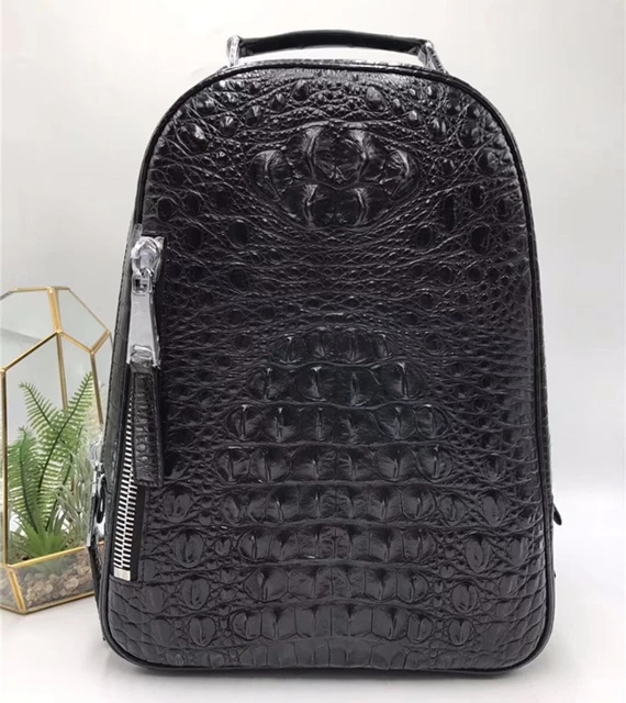 Real Crocodile alligator leather skin backpack Shoulder Bag Travel Bags for  men