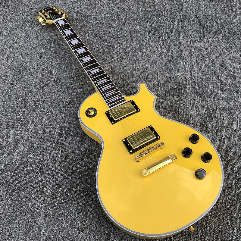 

2019 High quality 6 String Electric Guitar, Mahogany body With Yellow top,Golden hardware,free shipping