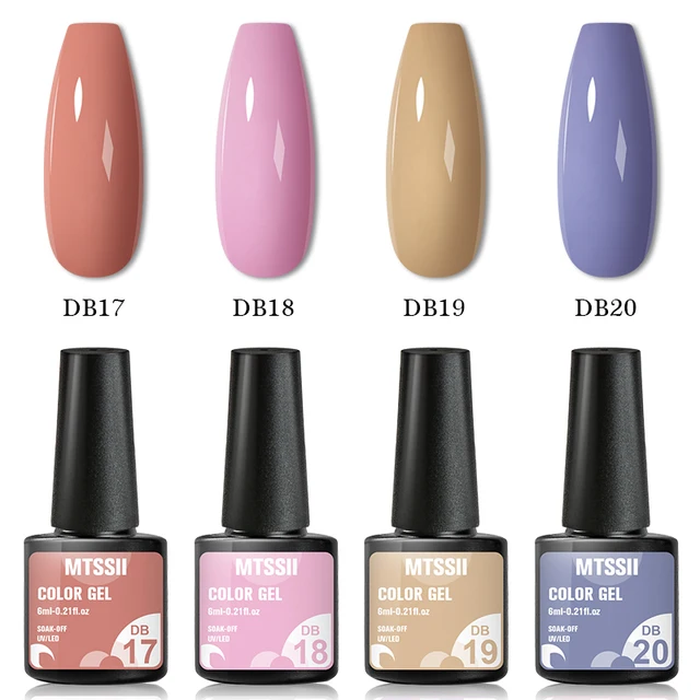 Mtssii 10Pcs/set Color Gel Nail Polish Set 100 Colors Semi Permanent UV Led Gel Varnish Soak Off Nail Lacquers Base Top Coat ZH12827 4PCS