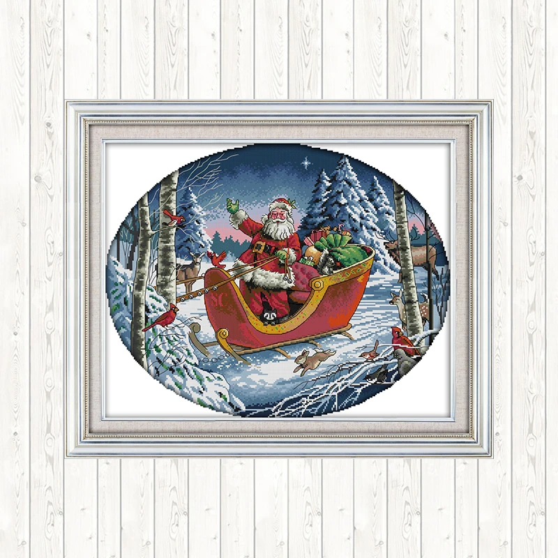 Santa Claus Christmas Cross-stitch Kits Aida 14ct 11ct Counted Printed Canvas for Embroidery Kit DMC DIY Needlework Decor Crafts | Дом и сад