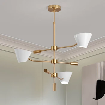 

Nordic style chandelier modern creative restaurant study cafe metal champagne gold lampshade simple lamp