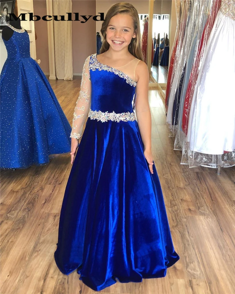 Royal Blue Flower Girl Dresses For Weddings Ball Gown Tulle Crystals
