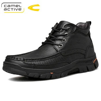 

Fashion retro 2020 real leather shoes high top men's shoes cotton shoes snow boots casual shoes tooling shoes outdoor shoes
