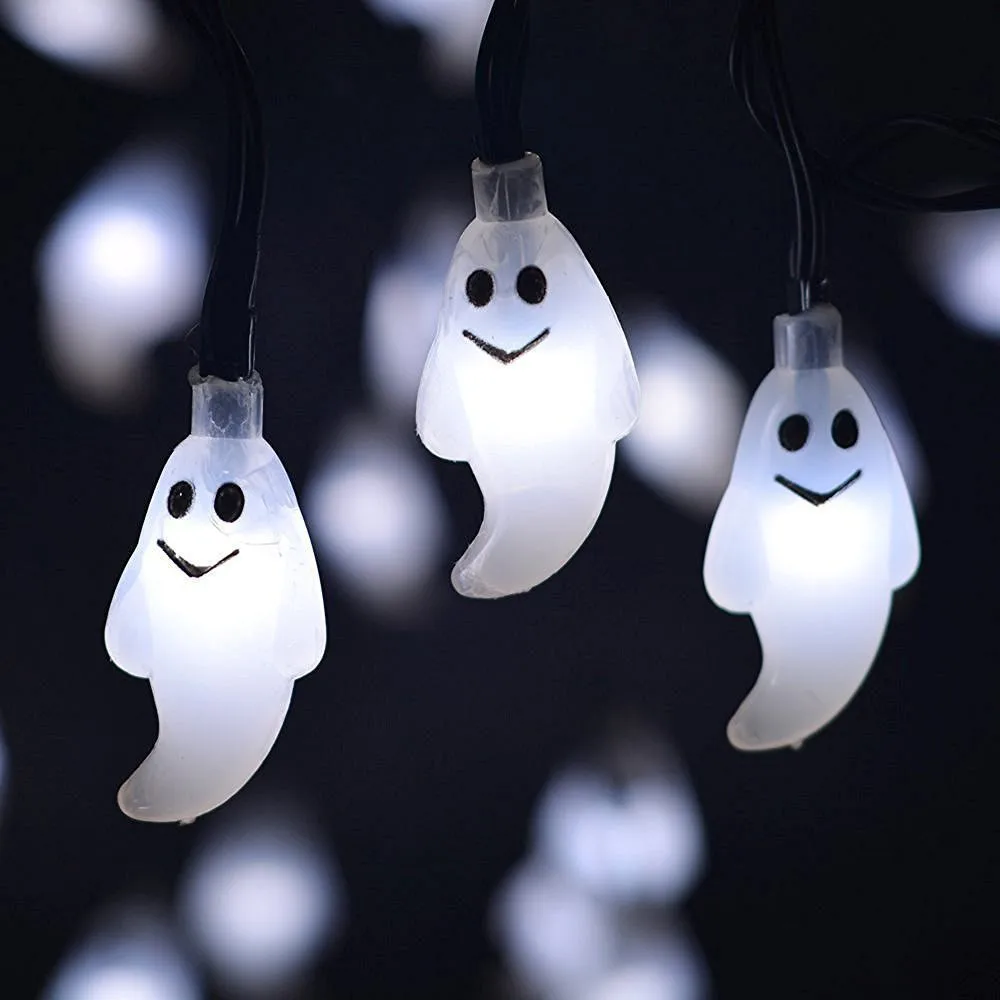 Хэллоуин призрачная лампа 1,2 м 10LED Ghost гирлянда огни для украшение на празднование хэллоуина хэллоуин свет шнура стены подвесное освещение - Испускаемый цвет: Белый