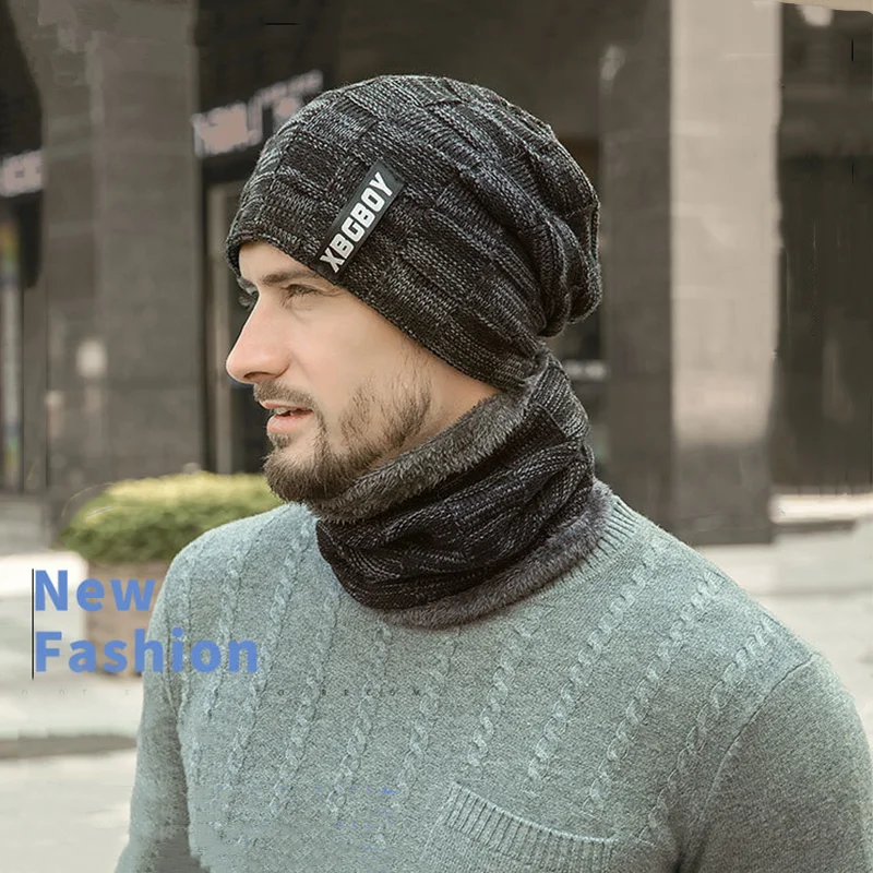 Gorros pasamontañas de invierno para hombre, gorro de invierno para hombre, gorro informal, juego nuevo, con forro lana piel y cuello de Xiaomi _ AliExpress Mobile